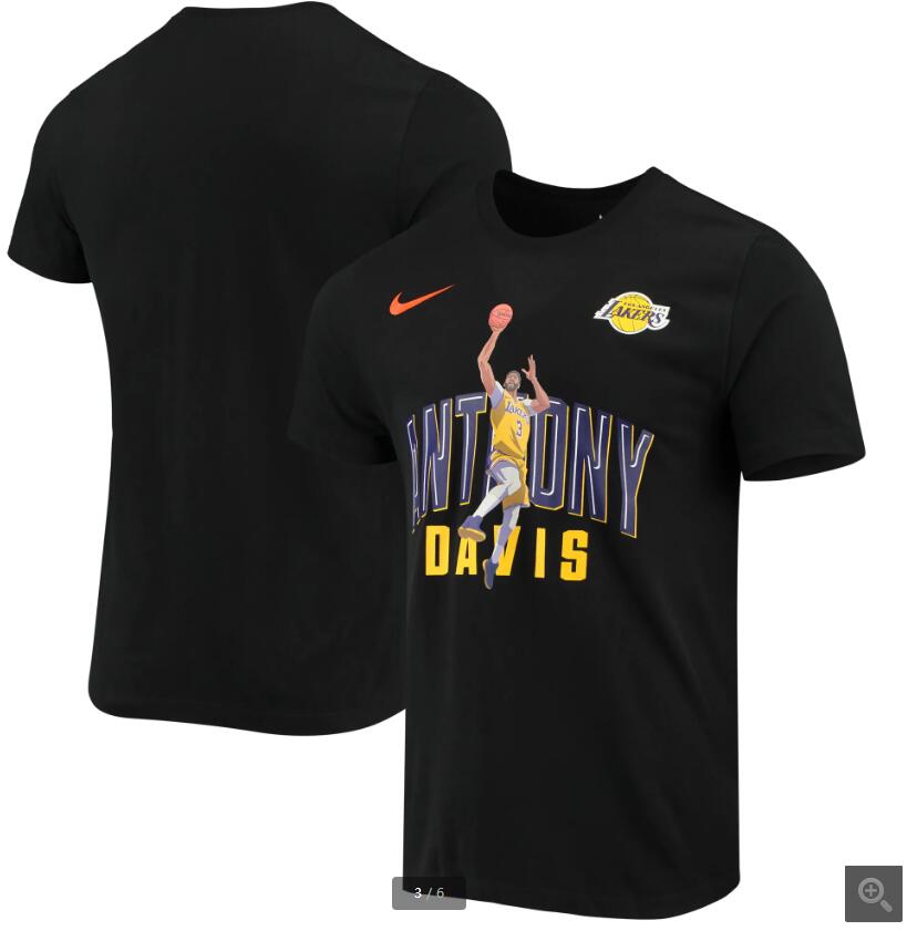 2020 NBA Men Anthony Davis Los Angeles Lakers Nike Hero Performance TShirt  Black